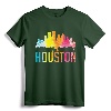 Houston Texas Watercolor Skyline Home State Souvenir Gift T-Shirt - Stylish Apparel for Houston Natives, Students, and Sports Fans