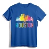 Houston Texas Watercolor Skyline Home State Souvenir Gift T-Shirt - Stylish Apparel for Houston Natives, Students, and Sports Fans