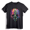 Colorful Melting Skull Art Graphic Halloween T-Shirt - Rainbow Skull Design for Fall Festivals and Parties