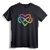 Polyamory Infinity Heart Symbol Neverending Love LGBT Gift T-Shirt - Rainbow Watercolor Theme Tee for Poly Couples and Allies