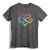 Polyamory Infinity Heart Symbol Neverending Love LGBT Gift T-Shirt - Rainbow Watercolor Theme Tee for Poly Couples and Allies
