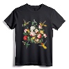 Hummingbird Flowers Shirt - Hummingbird Lover Gift, Lightweight Tee with Classic Fit and Double-Needle Hem