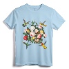 Hummingbird Flowers Shirt - Hummingbird Lover Gift, Lightweight Tee with Classic Fit and Double-Needle Hem