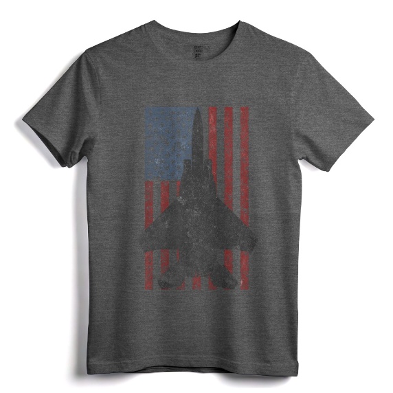 F-15 Eagle Jet Fighter Vintage Color American Flag T-Shirt - Retro Aircraft Apparel for Aviation Enthusiasts and Military Aviation Fans
