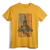 F-15 Eagle Jet Fighter Vintage Color American Flag T-Shirt - Retro Aircraft Apparel for Aviation Enthusiasts and Military Aviation Fans