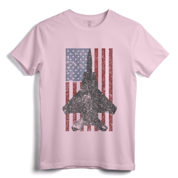 F-15 Eagle Jet Fighter Vintage Color American Flag T-Shirt - Retro Aircraft Apparel for Aviation Enthusiasts and Military Aviation Fans