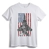 F-15 Eagle Jet Fighter Vintage Color American Flag T-Shirt - Retro Aircraft Apparel for Aviation Enthusiasts and Military Aviation Fans