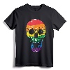 LGBT Gay Pride Skull Rainbow T-Shirt - Rainbow Flag Apparel for Men, Women, Boys, Girls, and LGBT Supporters