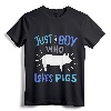 Kids Pig Just A Boy Who Loves Pigs Gift T-Shirt - Cute Pig Lover Tee for Boys