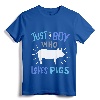 Kids Pig Just A Boy Who Loves Pigs Gift T-Shirt - Cute Pig Lover Tee for Boys