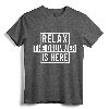 Funny Drummer T-Shirt - Relax The Drummer Is Here Tee - Percussion Musician Gift Shirt for Drummers