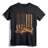Redfish Fishing Red Drum Tailing USA American Flag Fisherman T-Shirt - Coastal Fishing Apparel for Dad, Husband, and Men who Love Red Drum Fishing and Kayak Angling