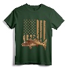 Redfish Fishing Red Drum Tailing USA American Flag Fisherman T-Shirt - Coastal Fishing Apparel for Dad, Husband, and Men who Love Red Drum Fishing and Kayak Angling