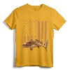 Redfish Fishing Red Drum Tailing USA American Flag Fisherman T-Shirt - Coastal Fishing Apparel for Dad, Husband, and Men who Love Red Drum Fishing and Kayak Angling