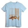 Redfish Fishing Red Drum Tailing USA American Flag Fisherman T-Shirt - Coastal Fishing Apparel for Dad, Husband, and Men who Love Red Drum Fishing and Kayak Angling