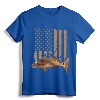 Redfish Fishing Red Drum Tailing USA American Flag Fisherman T-Shirt - Coastal Fishing Apparel for Dad, Husband, and Men who Love Red Drum Fishing and Kayak Angling